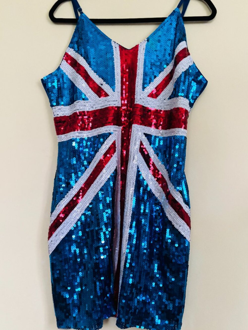 Union Jack British Flag Sequin Dress. EXCELLENT COND. Size M - Picture 2 of 6
